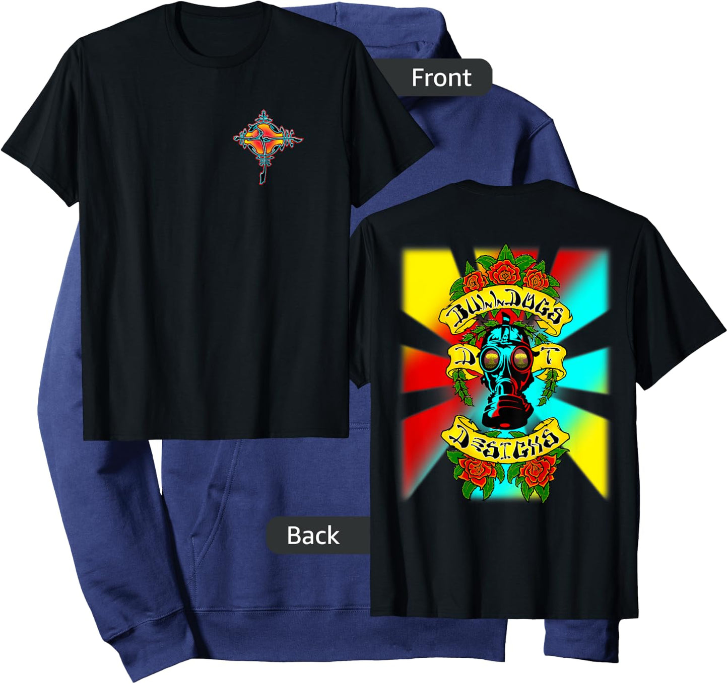 Bulldogs Designs DT Gas Head Roses Skateboard Design Hoodie - Hoodie | Navy