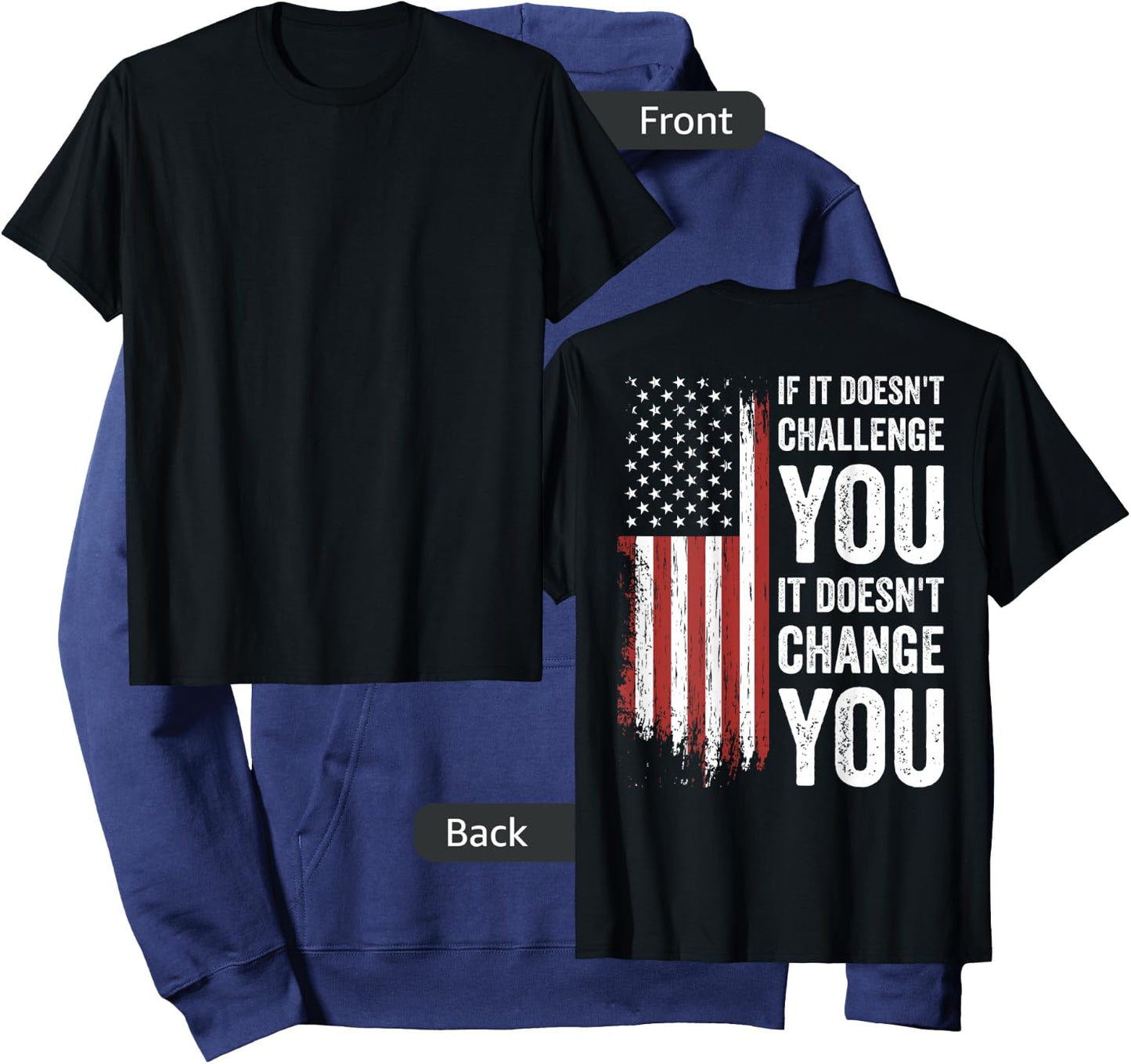 If It Doesn't Challenge You Doesn't Change You (on back) Hoodie - Hoodie | Navy