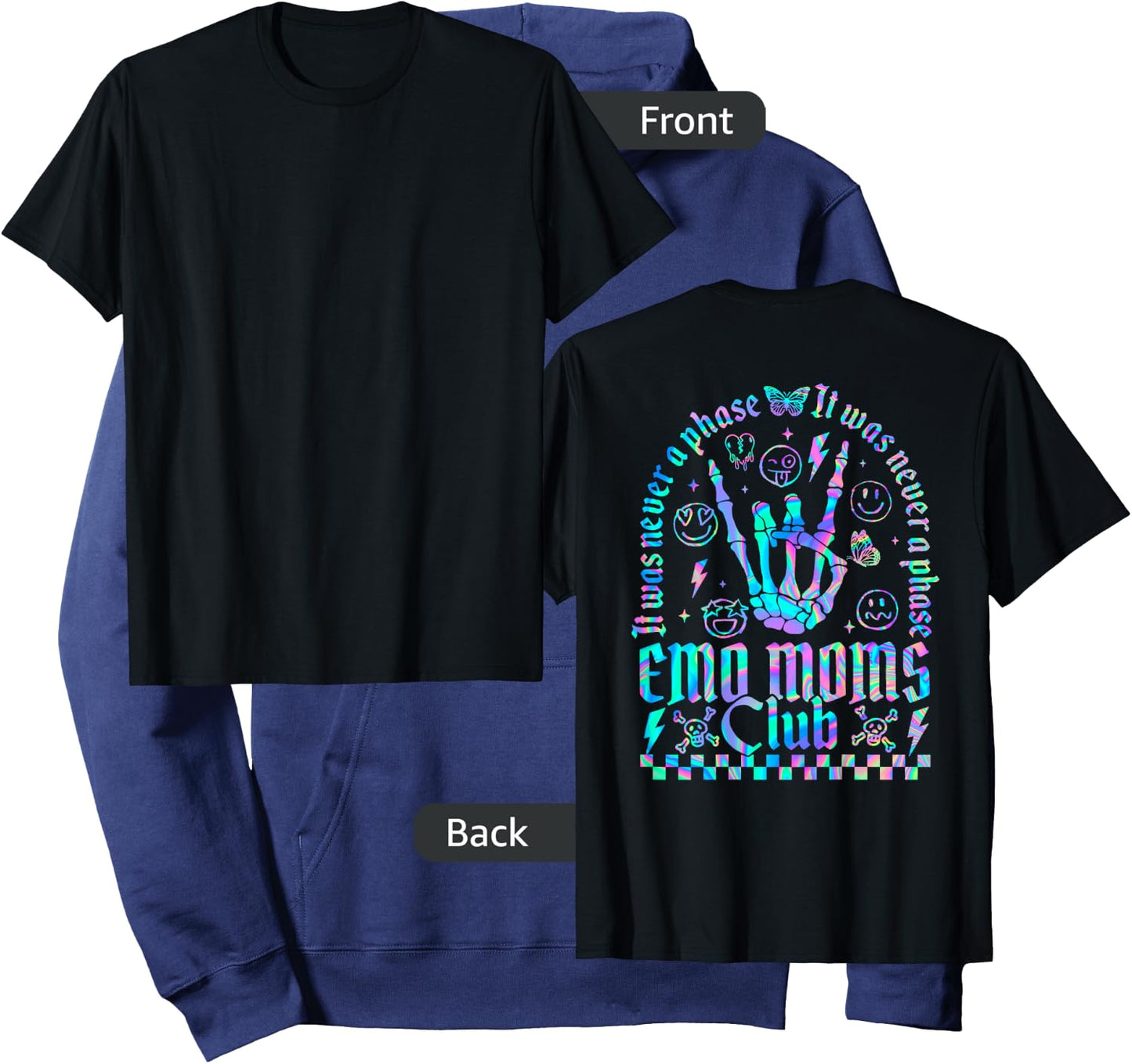 Emo Moms Club Skeleton Motherhood Funny Mama Rocking (back) Hoodie - Hoodie | Navy