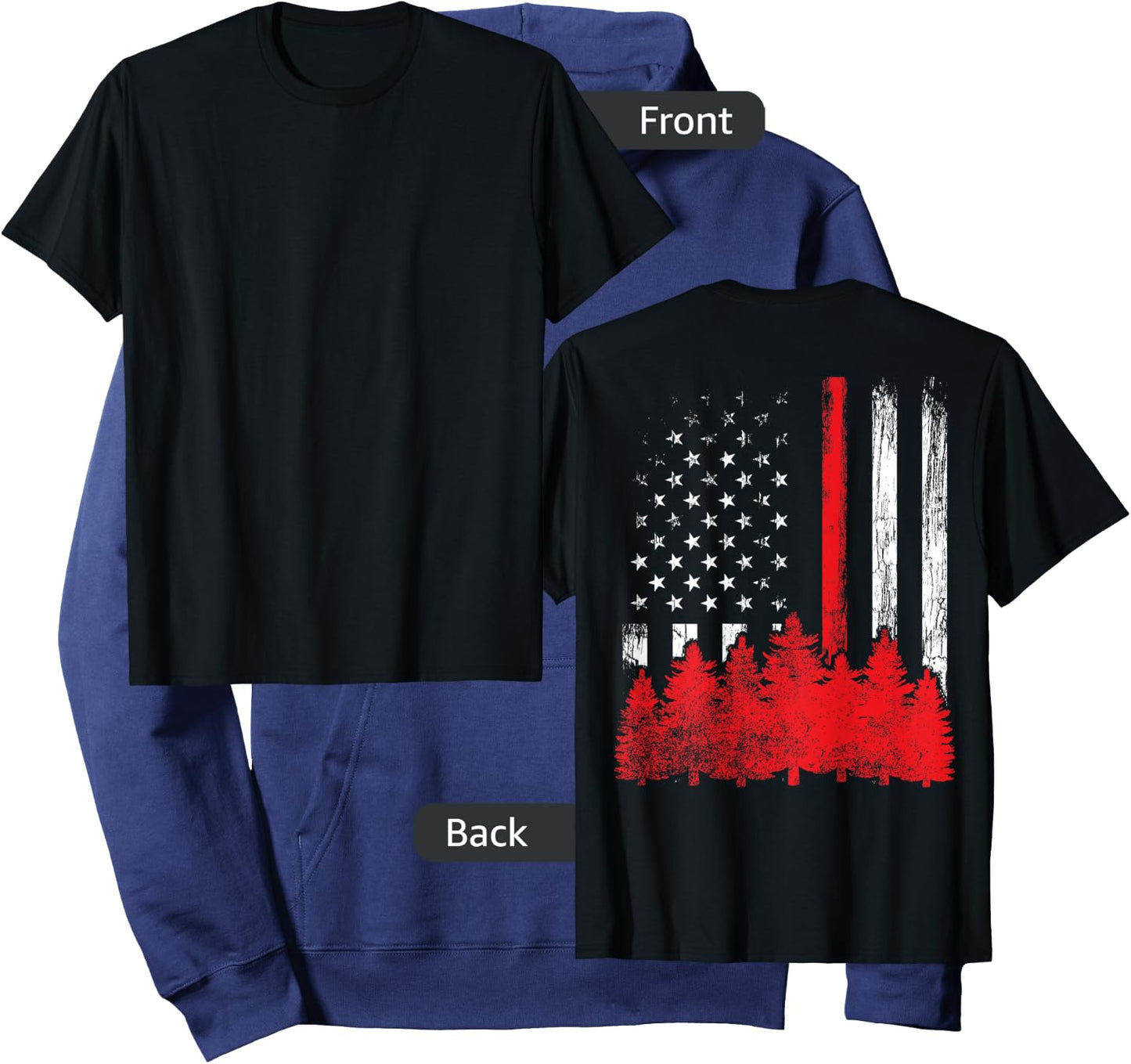 Thin Red Line American Flag Wildland Firefighter Shirts Gift Hoodie - Hoodie | Navy
