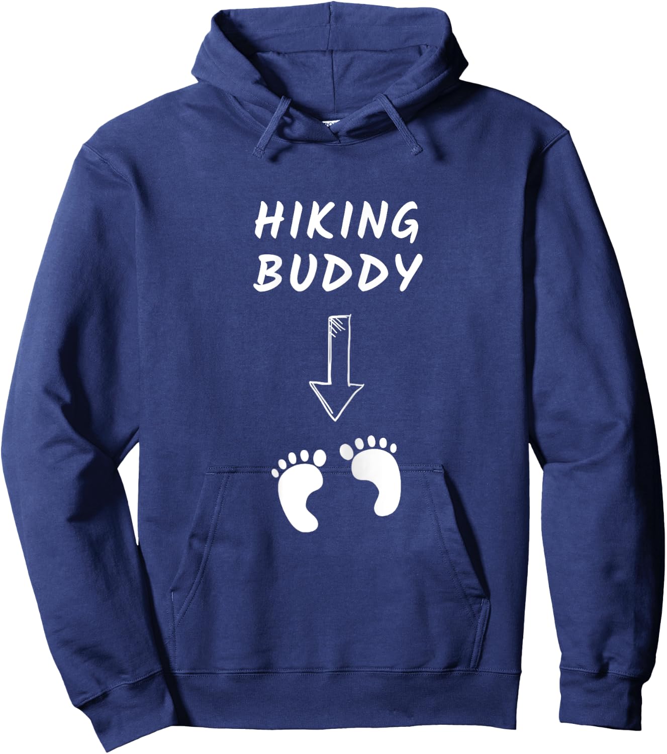 Hiking Buddy Funny Pregnancy Announcement White Text Hoodie - Hoodie | Navy