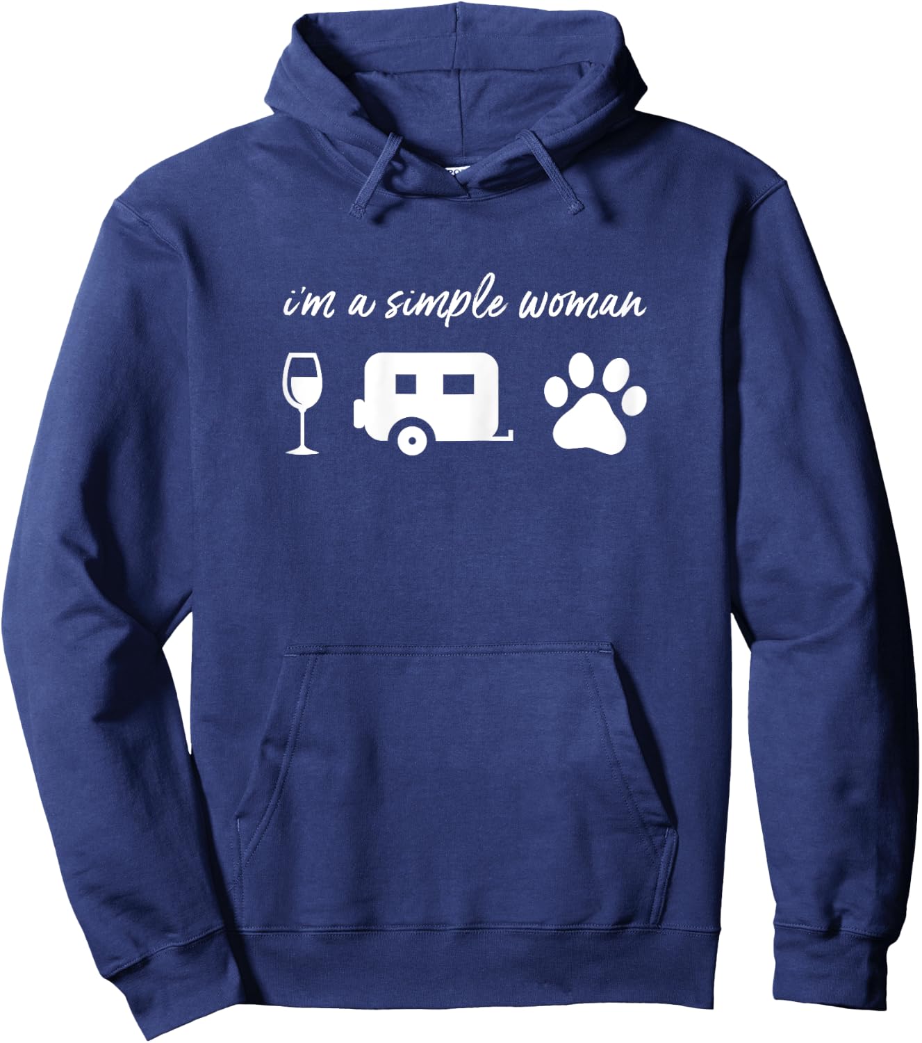 I'm A Simple Woman Wine Camping Dog Paw Shirt Funny Cute Hoodie - Hoodie | Navy