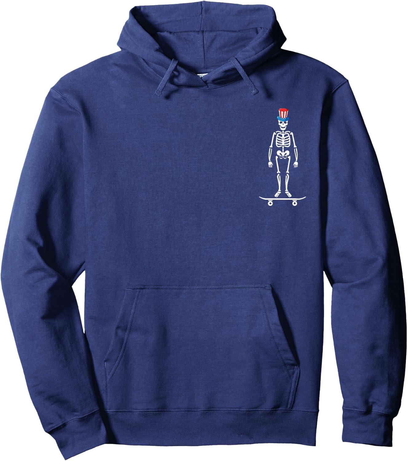 Skeleton Skateboard 4th Of July Funny US Flag Patriotic Hoodie - Hoodie | Navy