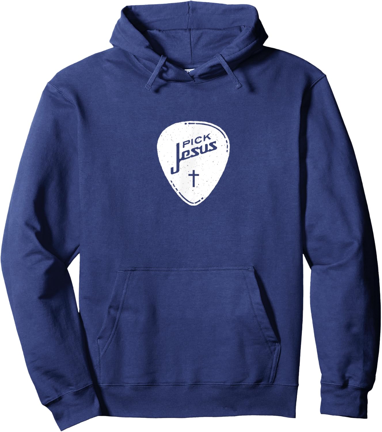 Christian Shirt - Vintage Guitar Pick Jesus Cross Worship Hoodie - Hoodie | Navy