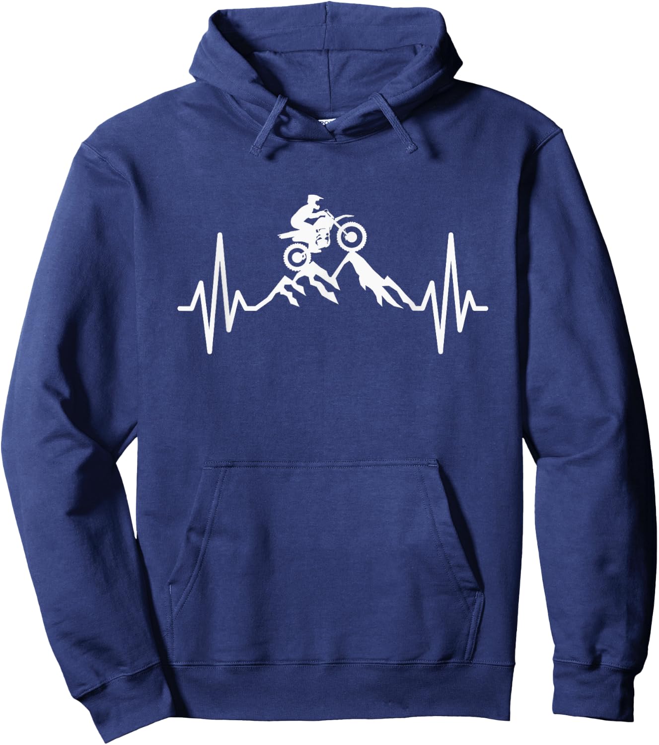 Dirt Biking Heartbeat Motorcycle Rider Motocross Dirt Bike Hoodie - Hoodie | Navy