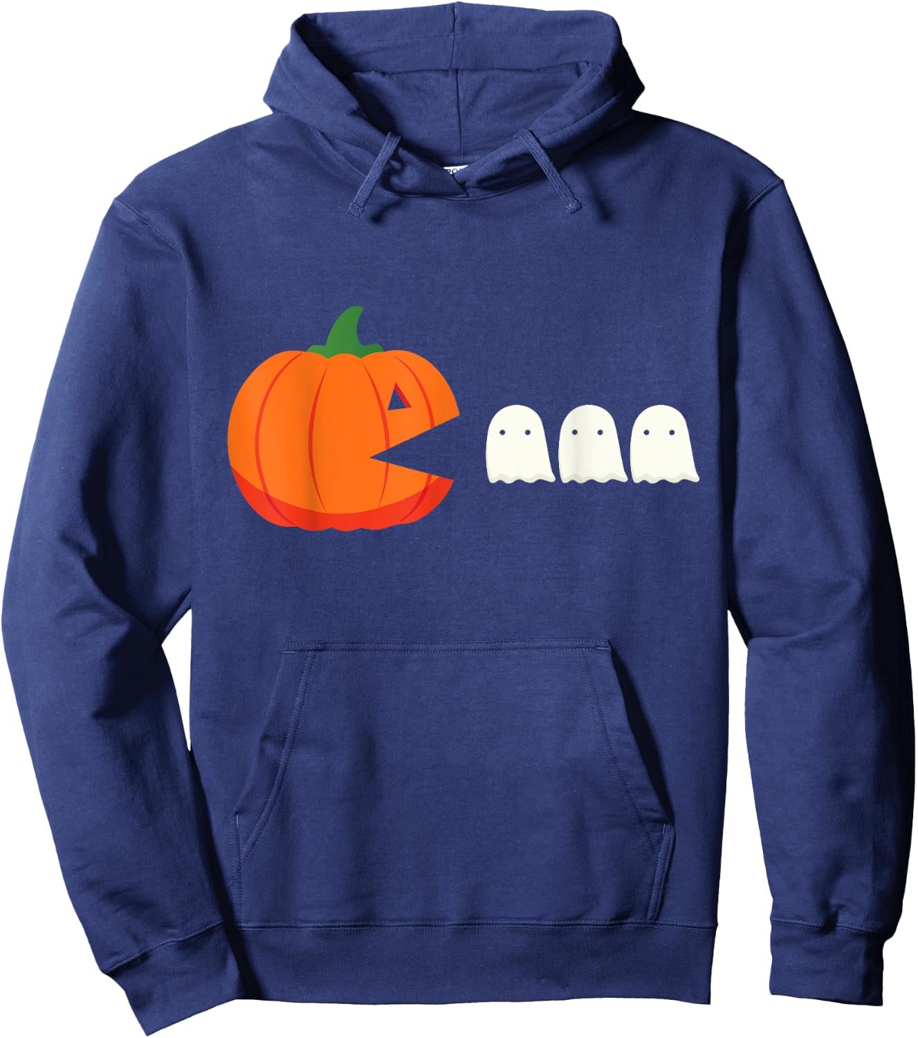 Happy Halloween Pumpkin eating Ghosts Retro Gaming Gamer Hoodie - Hoodie | Navy