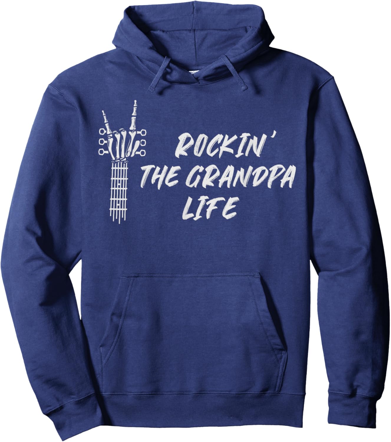 Rockin The Grandpa Life Father's Day Rock Lover Skeleton Hoodie - Hoodie | Navy