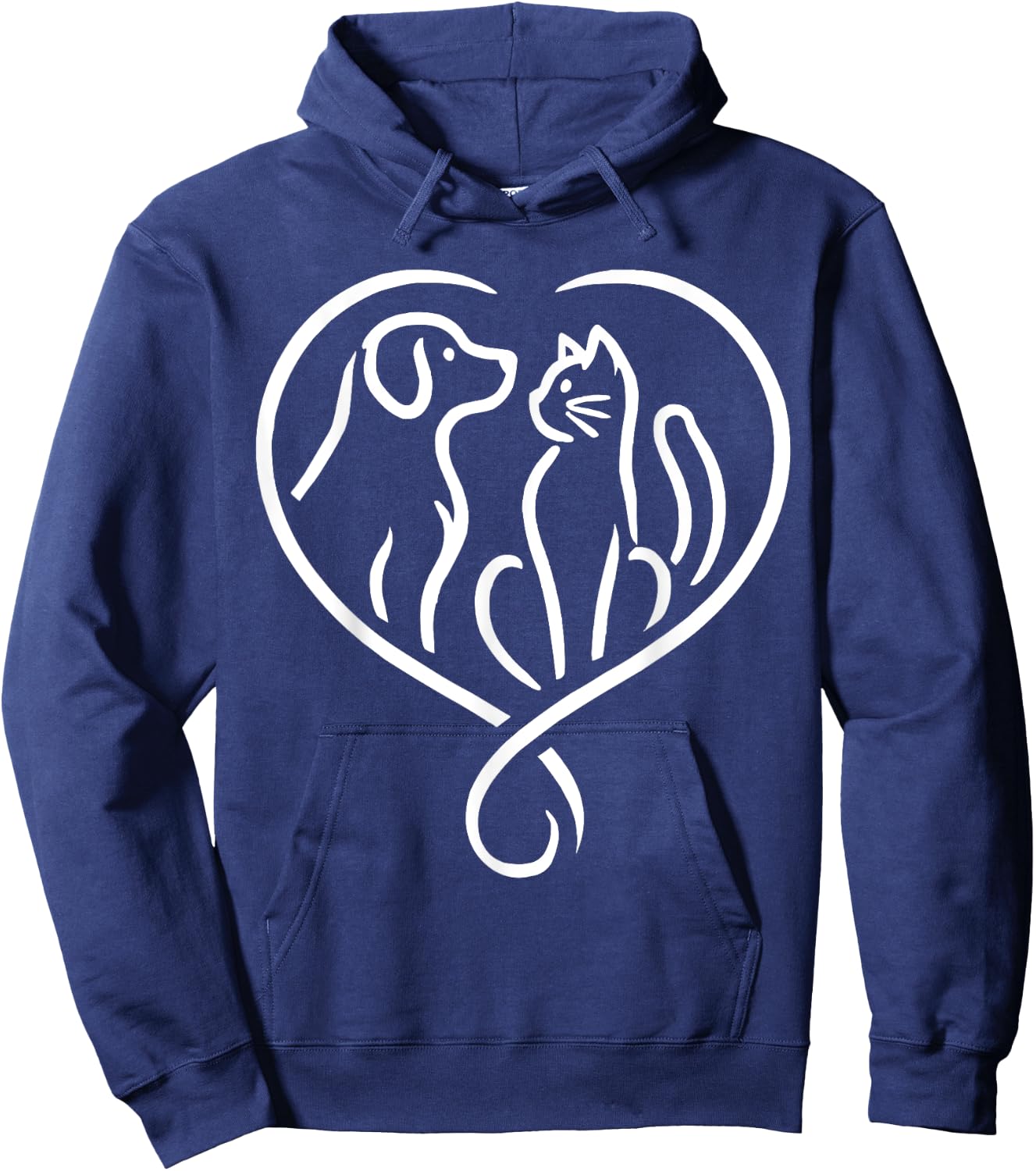 Dog Puppy and Baby Cat Heart - Animal Dog & Cat Heart Hoodie - Hoodie | Navy