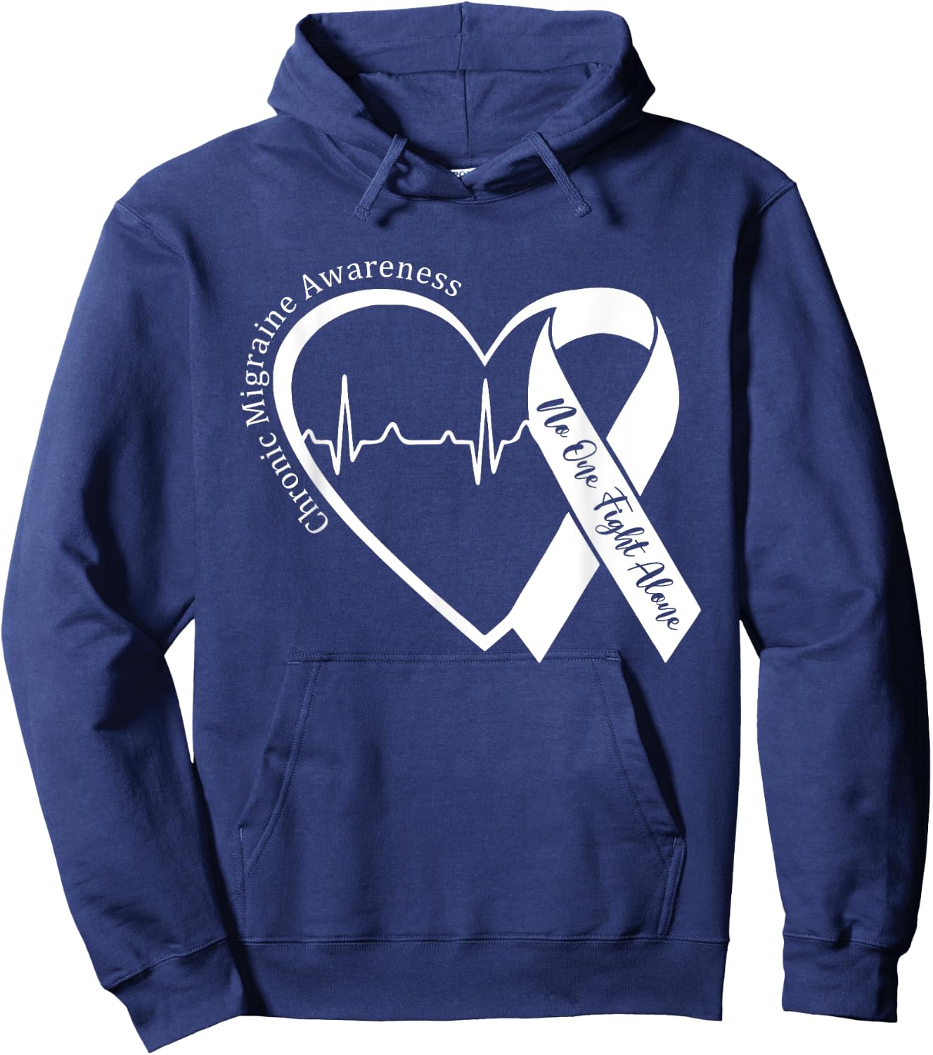 Chronic Migraine Awareness Month Heart Purple Ribbon Support Hoodie - Hoodie | Navy