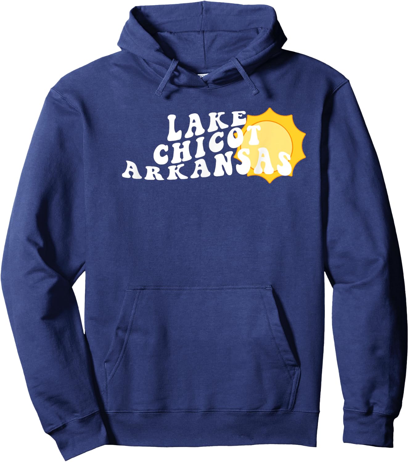 Lake Chicot Arkansas AR Retro Wavy Souvenir Vacation Hoodie - Hoodie | Navy