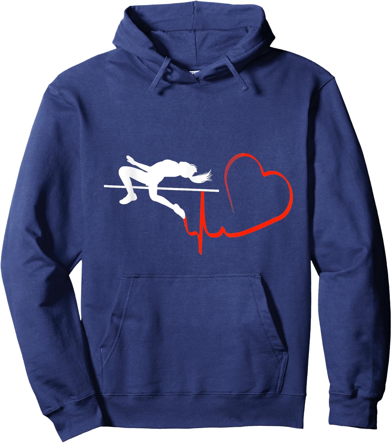 High Jump Girl Heartbeat Funny Track & Field Athletics Hoodie - Hoodie | Navy