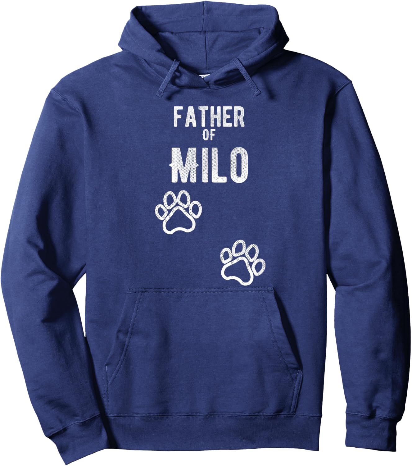 Father of Milo - Dog Puppy Personalized Name Graphic Hoodie - Hoodie | Navy