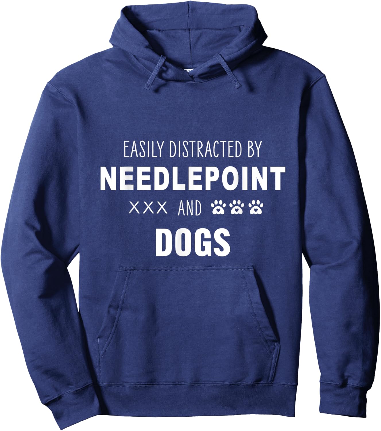 Easily Distracted by Needlepoint and Dogs funny cross stitch Hoodie - Hoodie | Navy