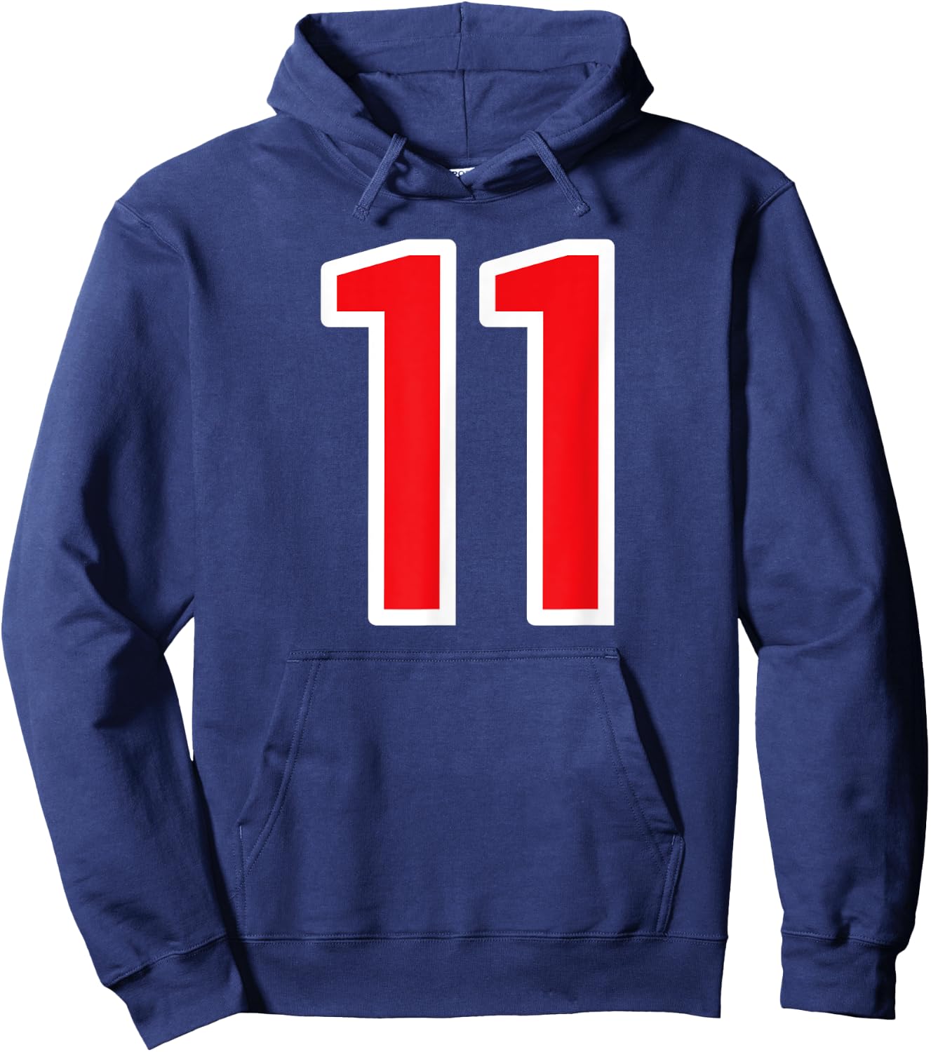 Number #11 Sports Team White Red Number Hoodie - Hoodie | Navy