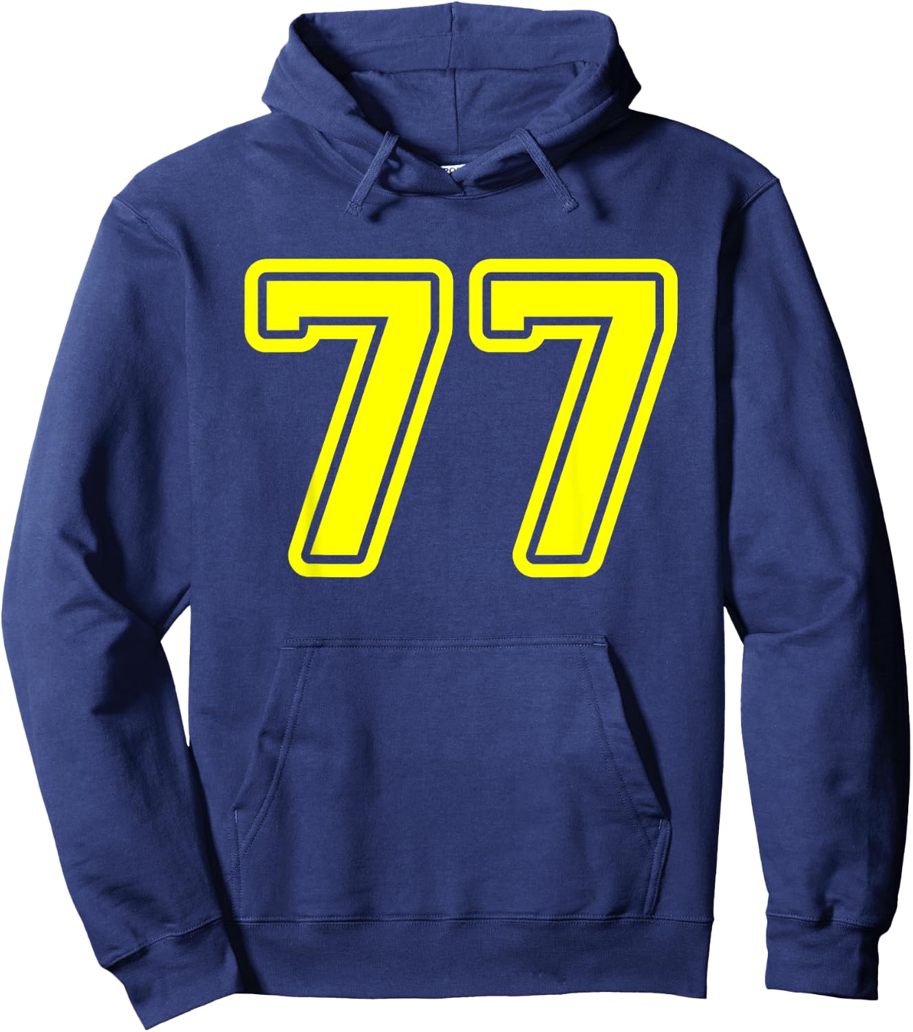 Number #77 Yellow Sports Team Number 77 Hoodie - Hoodie | Navy