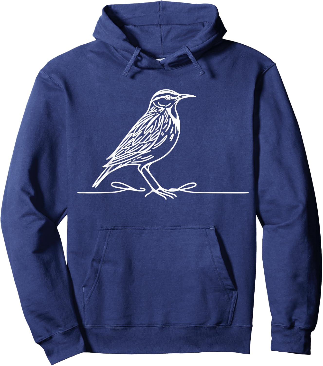 Line Art Bird & Ornithologist Eastern Meadowlark Hoodie - Hoodie | Navy