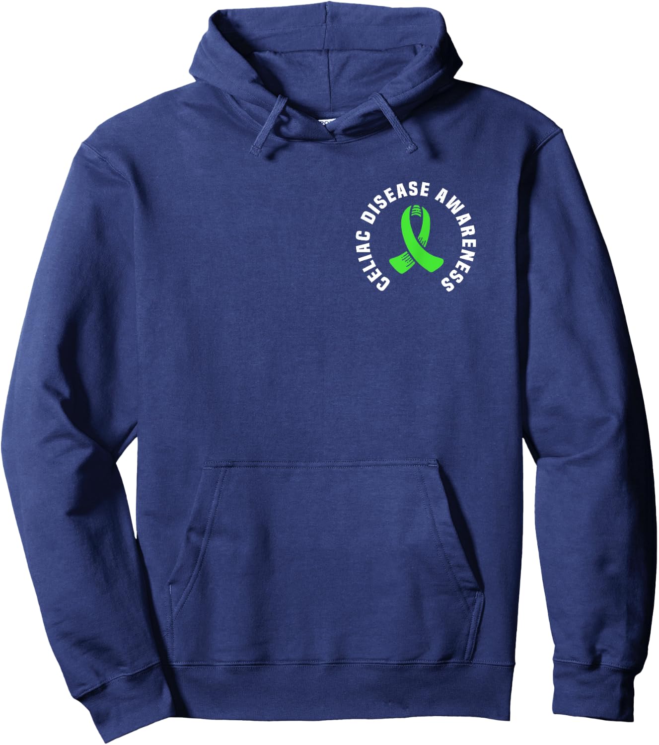 Celiac Disease Awareness Pocket Apparel With Green Ribbon Hoodie - Hoodie | Navy