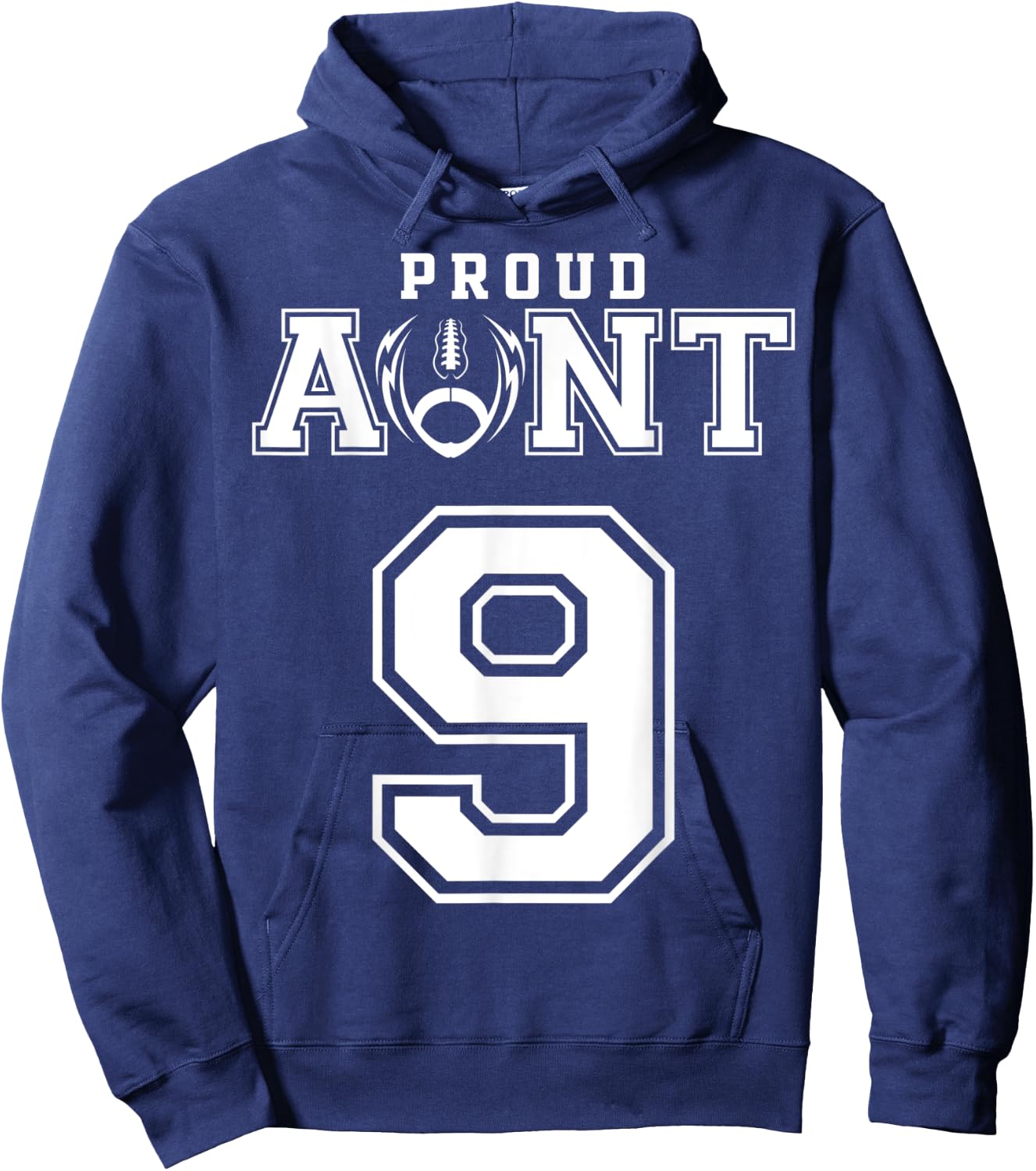 Custom Proud Football Aunt Number 9 Personalized Hoodie - Hoodie | Navy