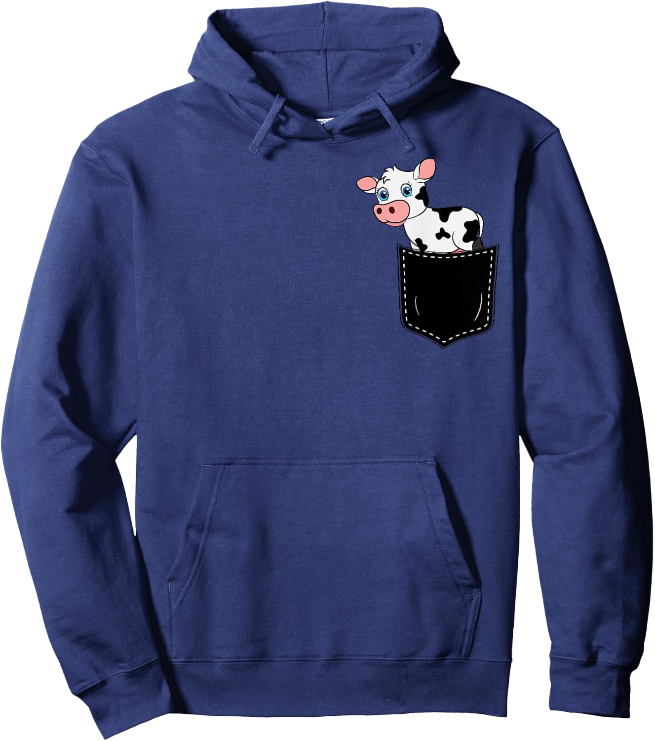 Pocket Animal Cute Cow Funny Cow Lover Adorable Pocket Cow Hoodie - Hoodie | Navy