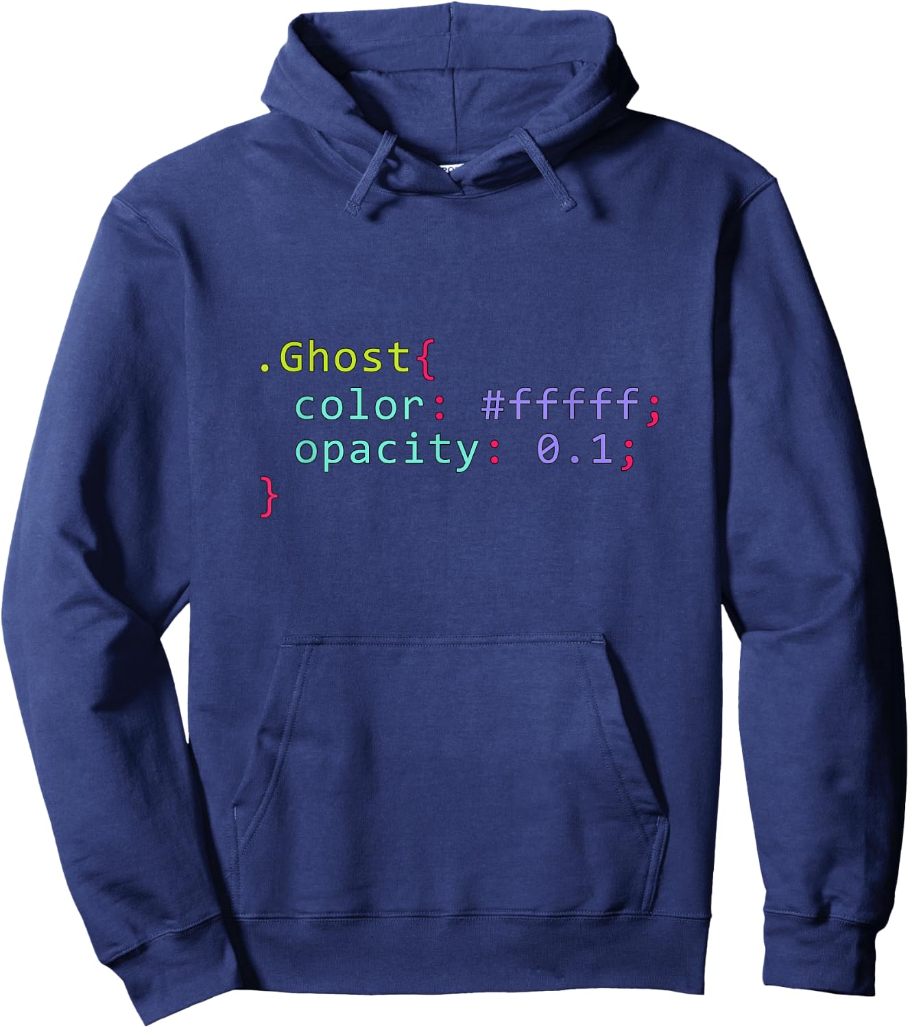 Ghost in CSS format code for a ghost of programmers Hoodie - Hoodie | Navy