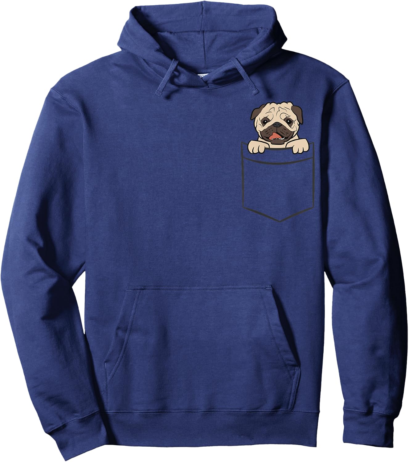 Pug Dog In Pocket Cute Pocket Pug Women Girls Kids Hoodie - Hoodie | Navy