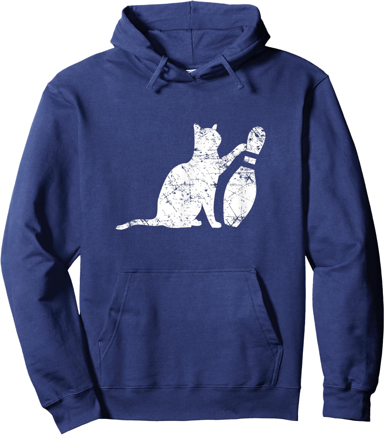 Ornery Alley Cat Tipping Bowling Pin Funny Team Gift Hoodie - Hoodie | Navy