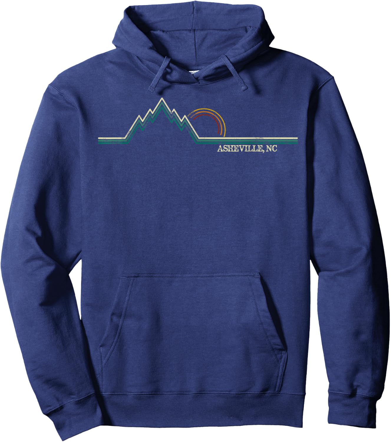 Retro Mountains Asheville, North Carolina Summer Hiking Men Women Girls Kids Hoodie - Hoodie | Navy