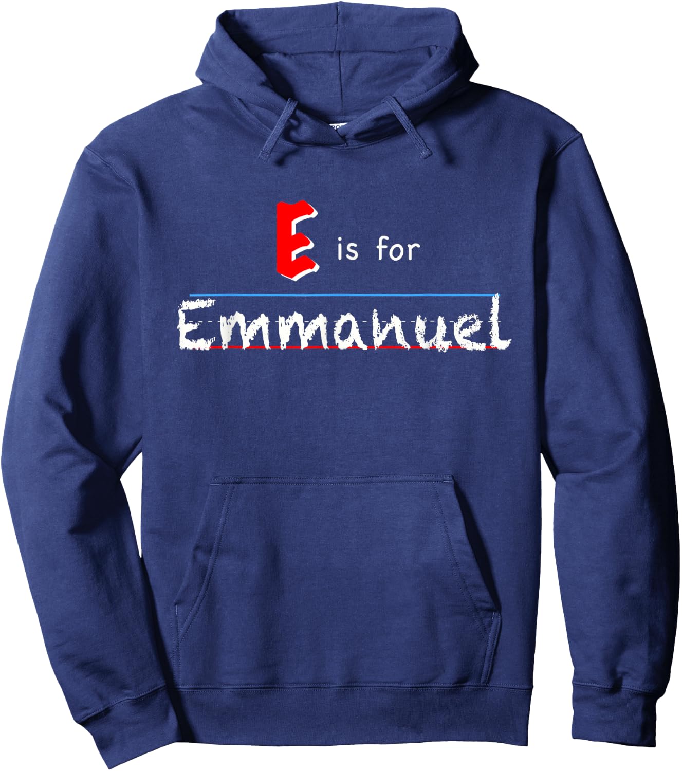 E Is For Emmanuel, boys custom personalized name kids school Hoodie - Hoodie | Navy