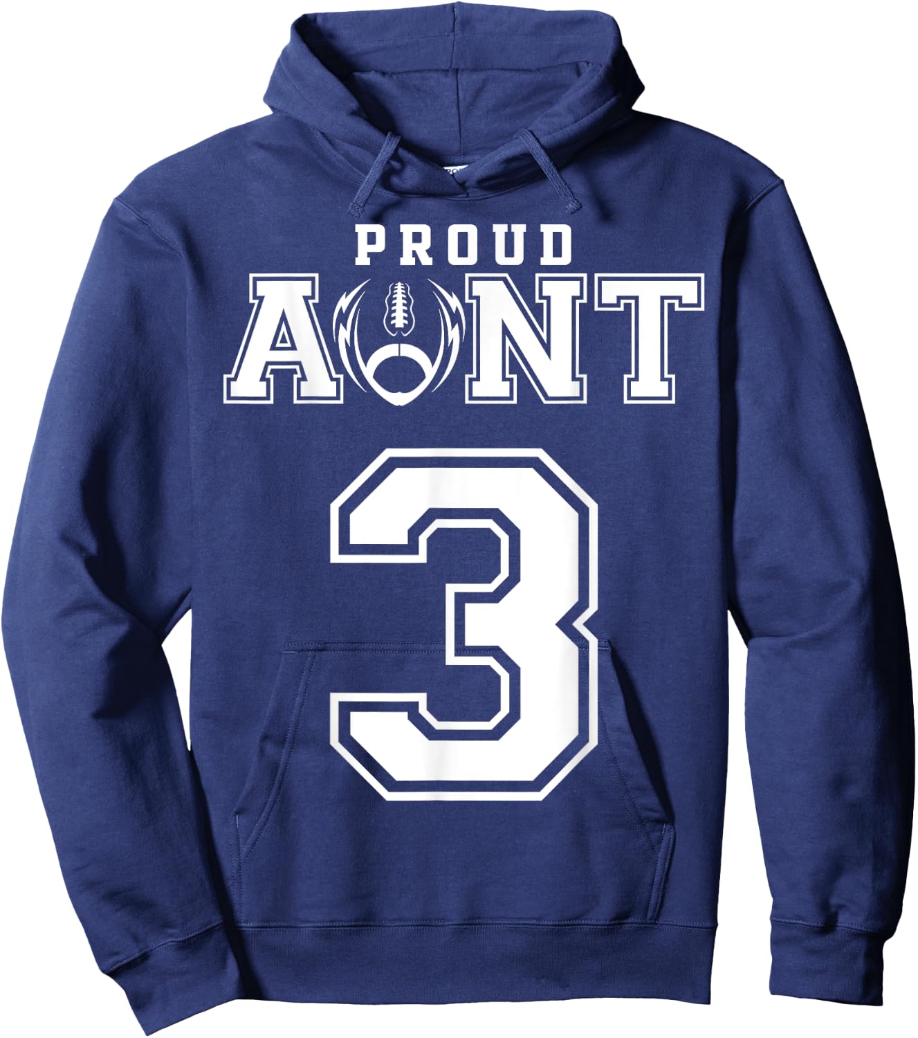 Custom Proud Football Aunt Number 3 Personalized Hoodie - Hoodie | Navy