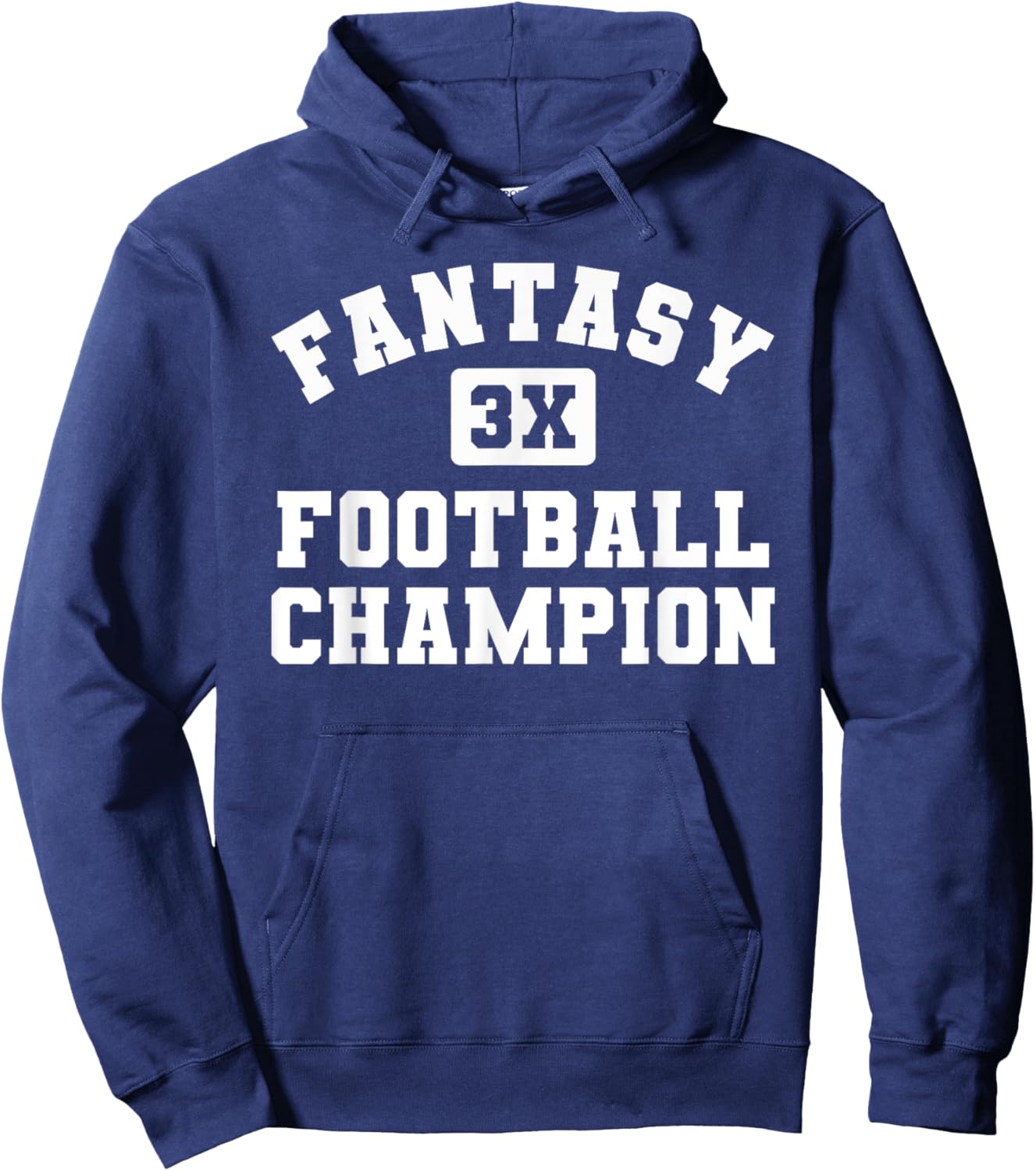 3 Time Fantasy League Champ Winner Fantasy Football Champion Hoodie - Hoodie | Navy