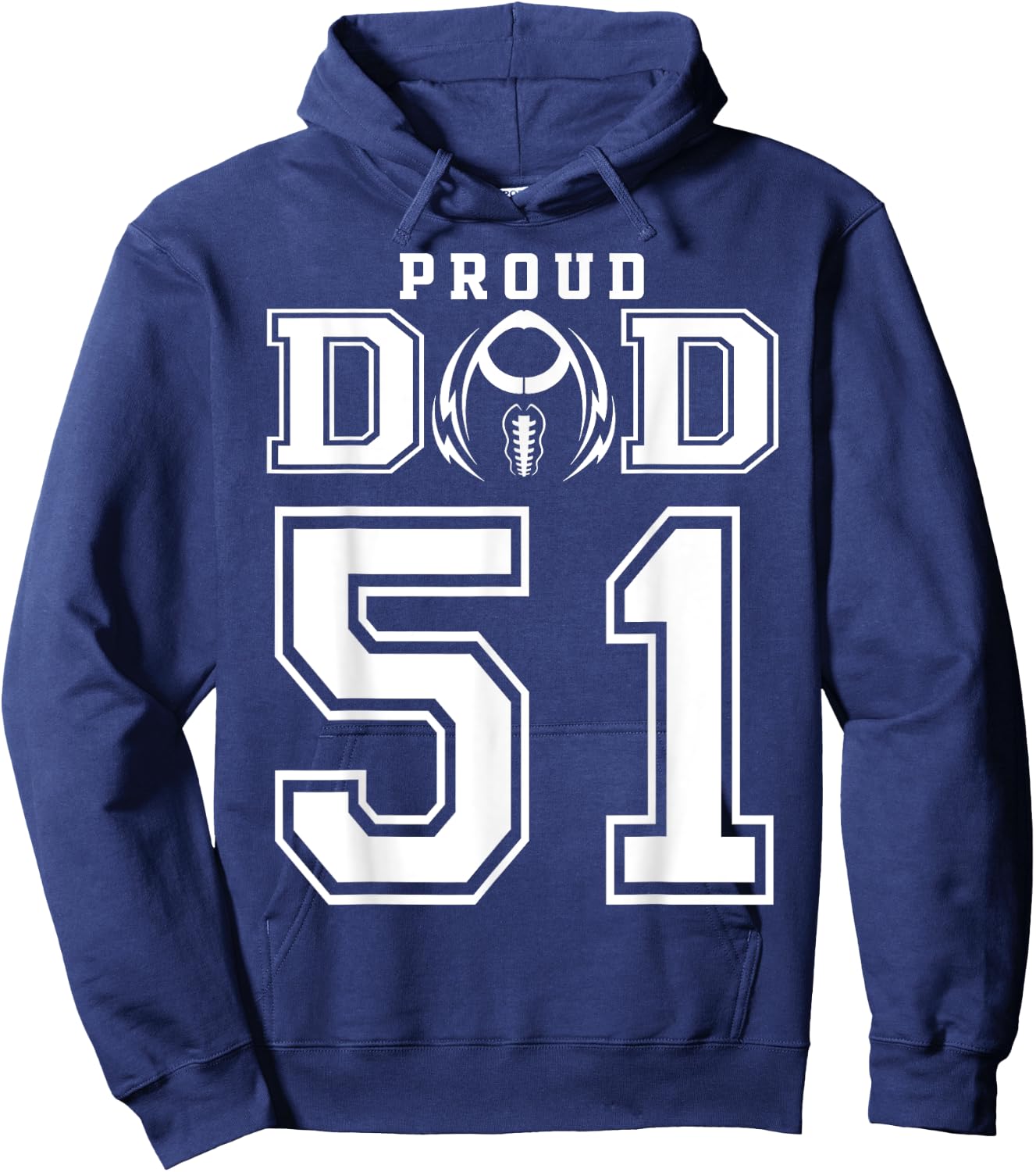 Custom Proud Football Dad Number 51 Personalized Hoodie - Hoodie | Navy