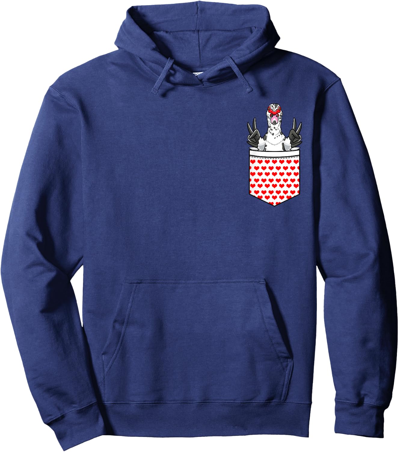 Funny Muscovy Duck Pocket Design Hoodie - Hoodie | Navy
