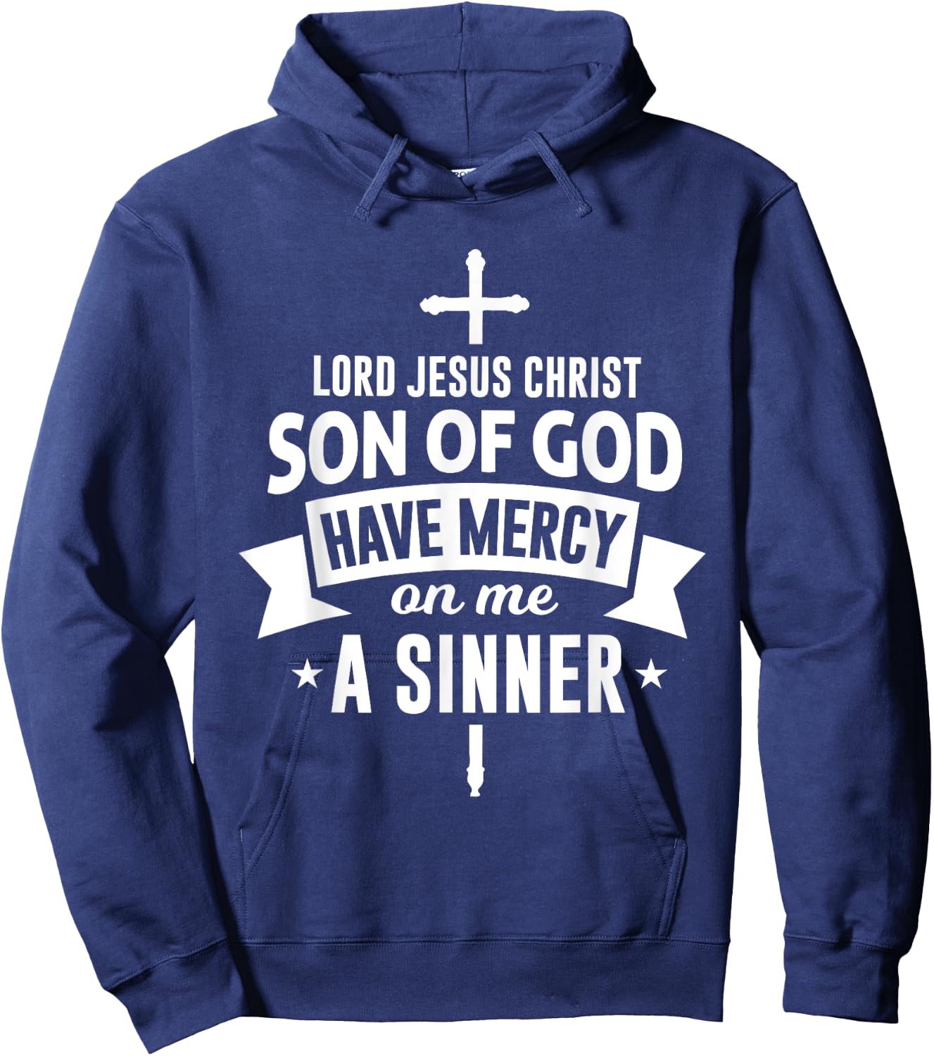 Jesus Prayer - Orthodox & Catholic Christian Crucifix Faith Hoodie - Hoodie | Navy