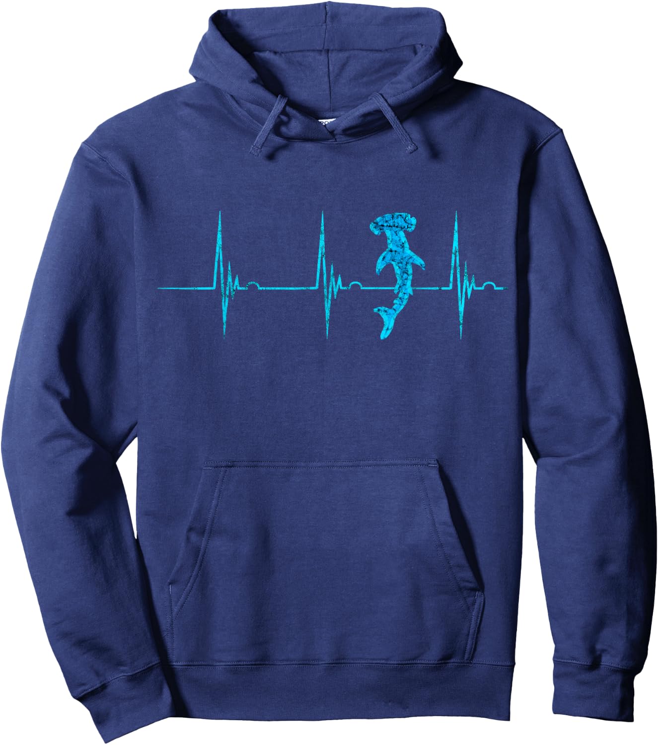 Hammerhead Shark Heartbeat EKG Pulsline Ocean Fish Hoodie - Hoodie | Navy