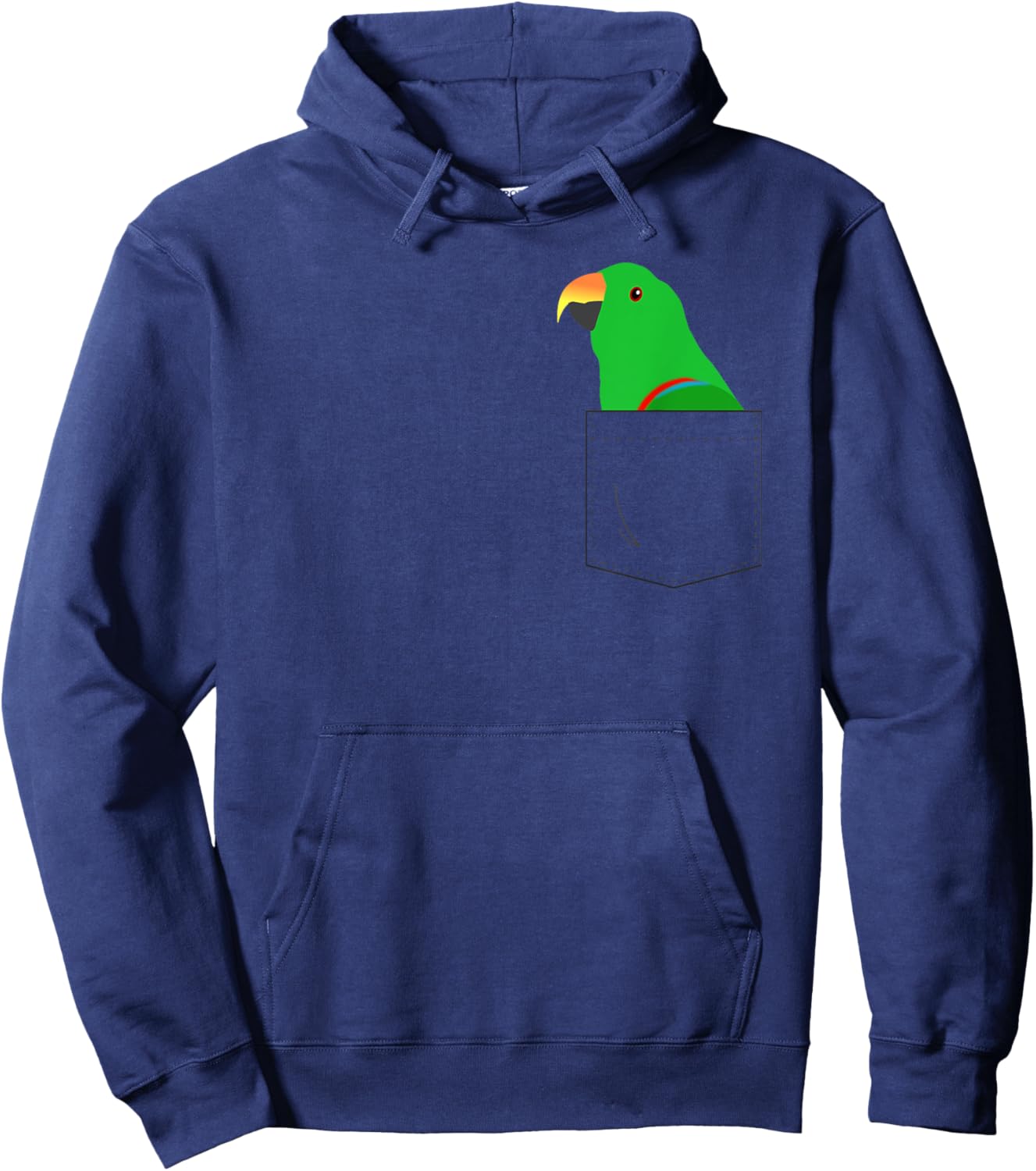 Eclectus Male Parrot, Fake Pocket Hoodie - Hoodie | Navy