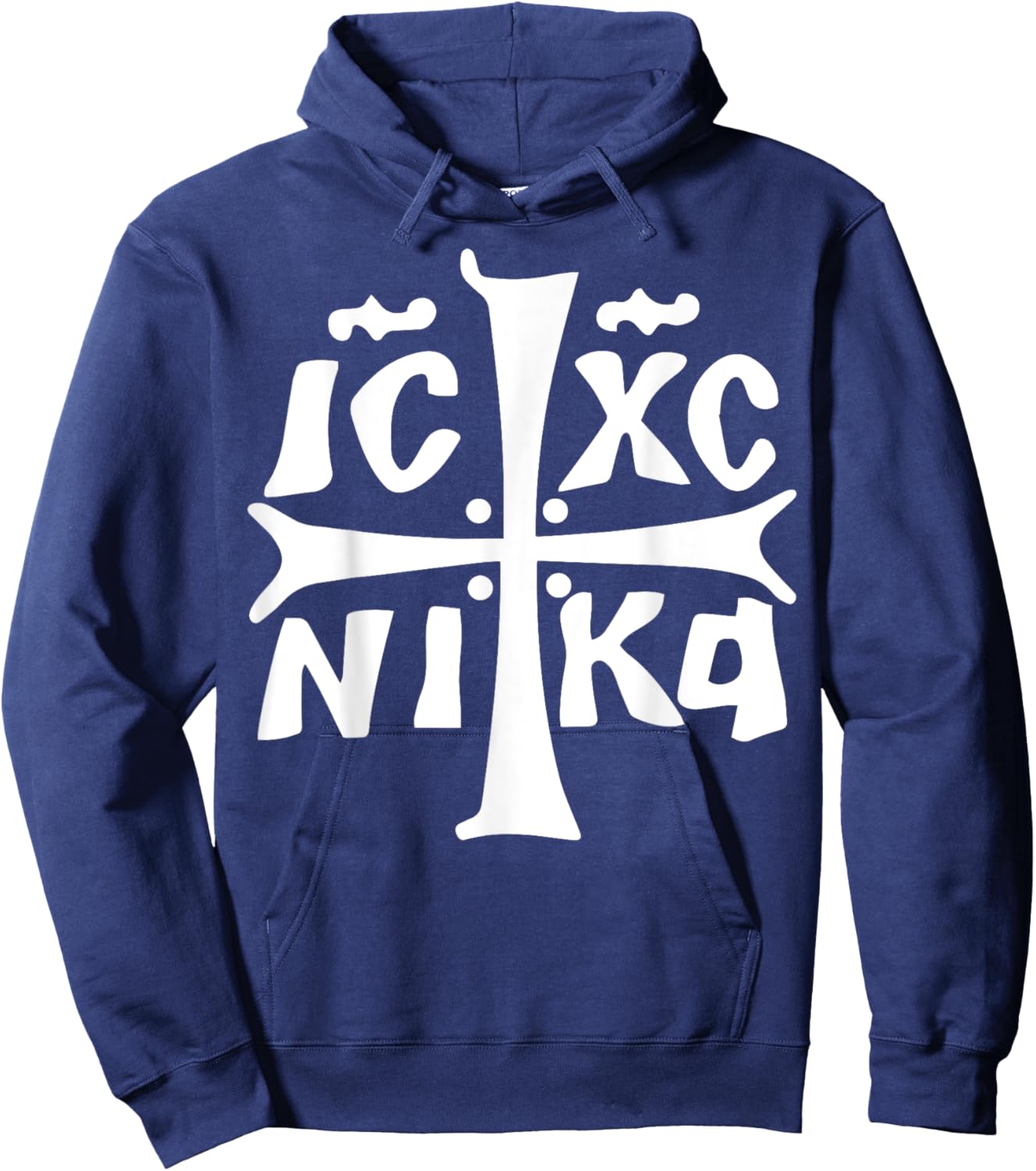 IC XC NIKA Cross Christogram Orthodox Christian Hoodie - Hoodie | Navy