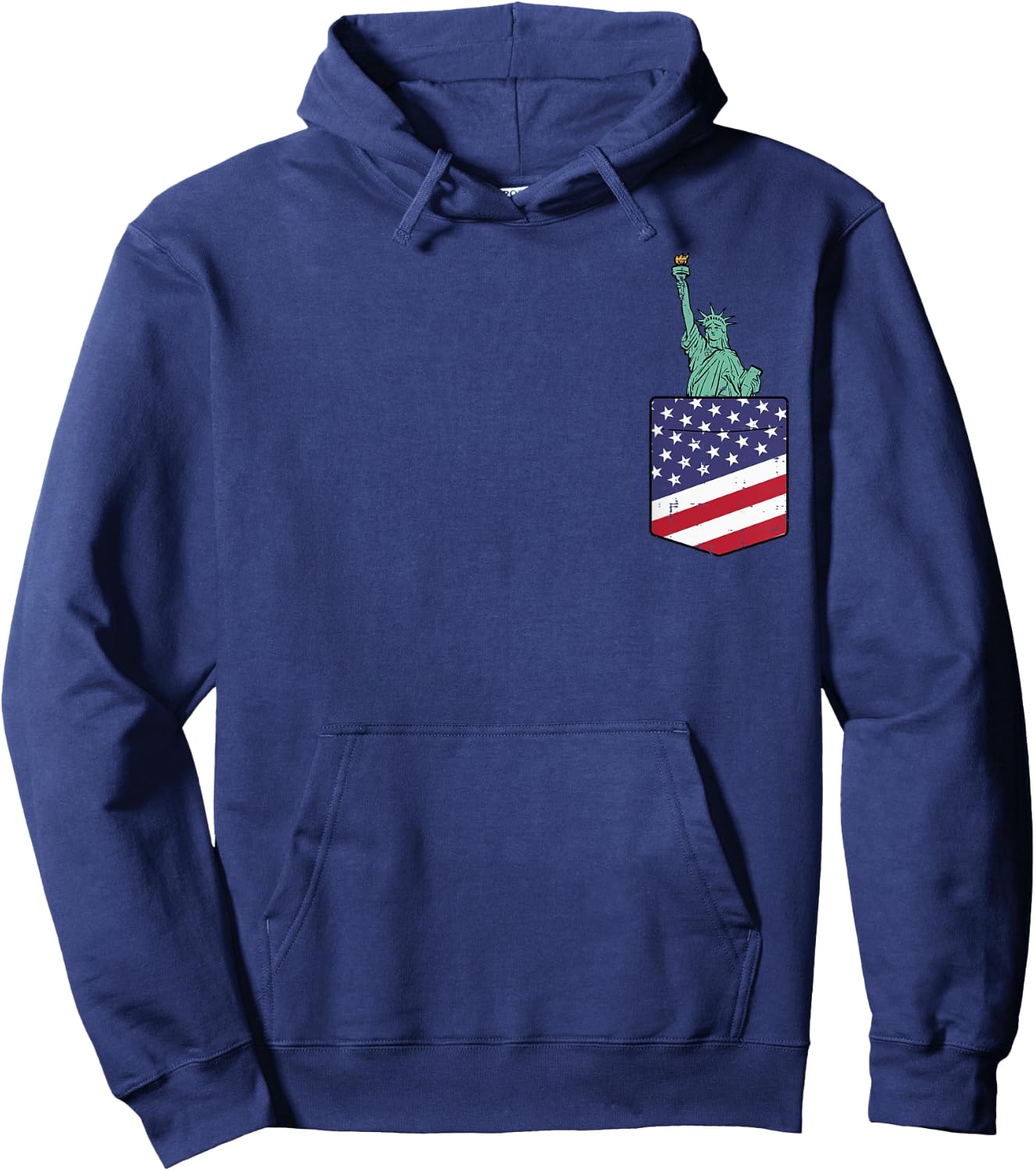 4th July Statue Of Liberty Flag Pocket Patriot Men Women Kid Hoodie - Hoodie | Navy