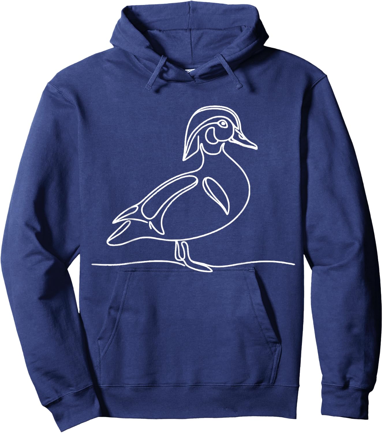 Line Art Bird & Ornithologist Wood Duck Hoodie - Hoodie | Navy