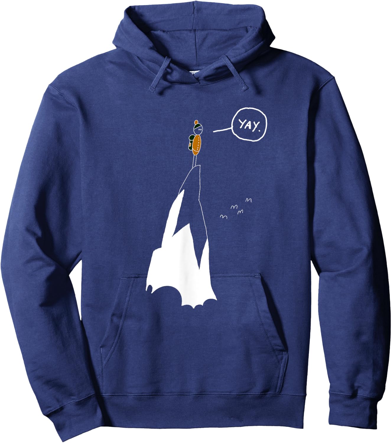 Yay Funny Mountain Climber Hiker Mountaineer Hand Drawn Hoodie - Hoodie | Navy