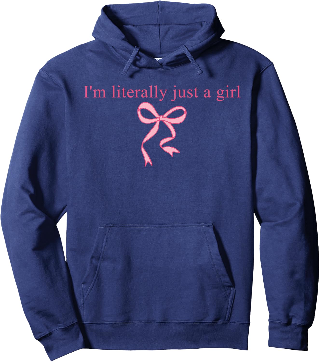 I'm Literally Just A Girl Sad Hamster Meme With Pink Ribbon Hoodie - Hoodie | Navy