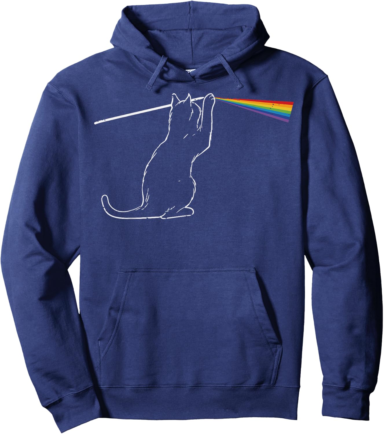 Cat Prism Rainbow Light Funny Science Physics Men Women Kids Hoodie - Hoodie | Navy