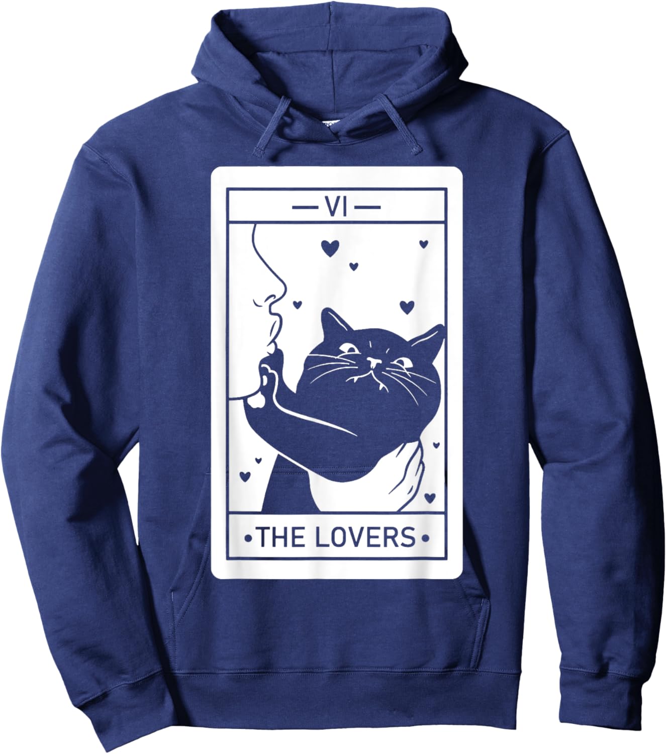 The Lovers Cat Humor Tarot Card Halloween Black Cats Lover Hoodie - Hoodie | Navy