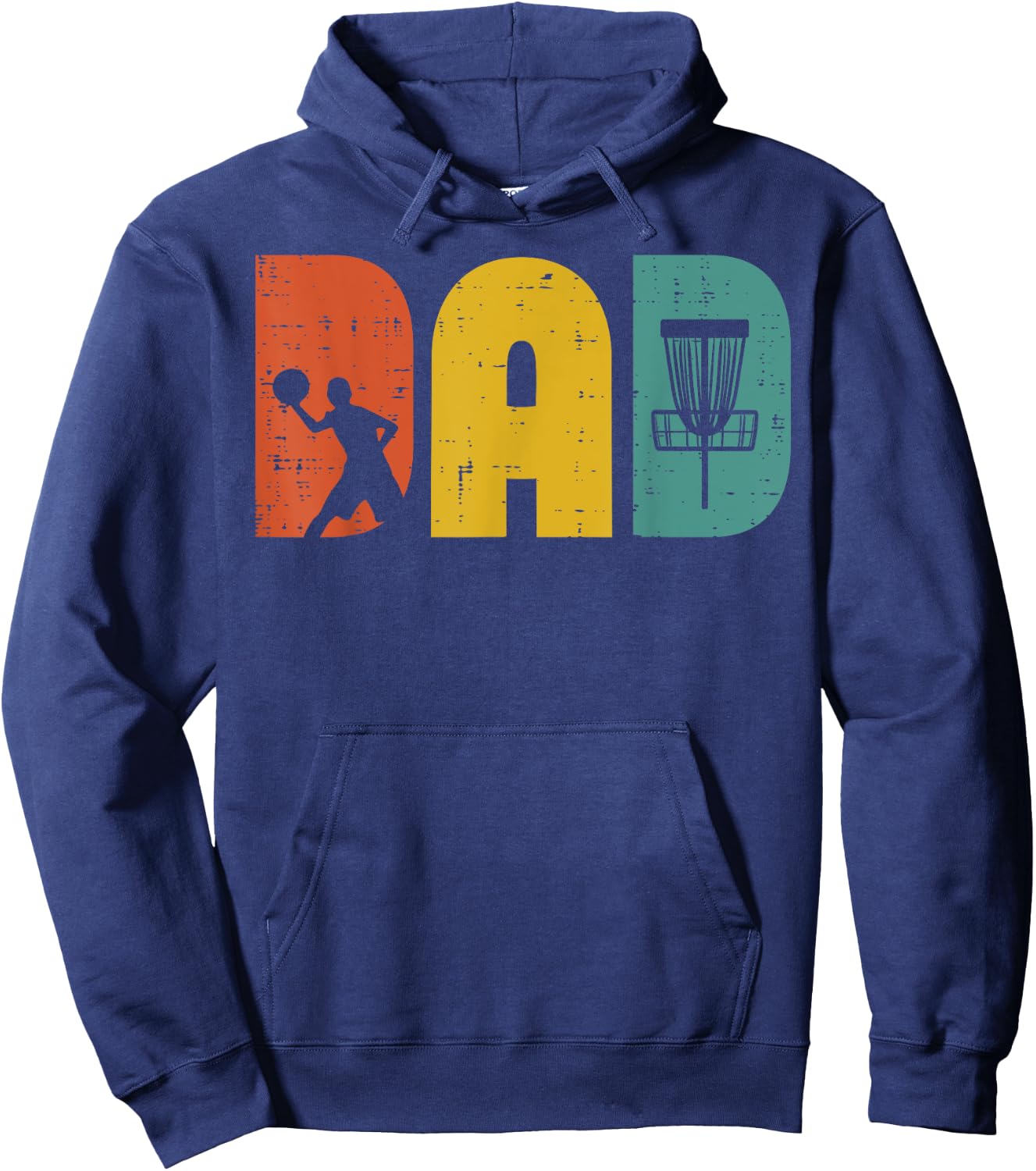 Disc Golf Dad Retro Frisbee Frolf Fathers Day Daddy Papa Men Hoodie - Hoodie | Navy
