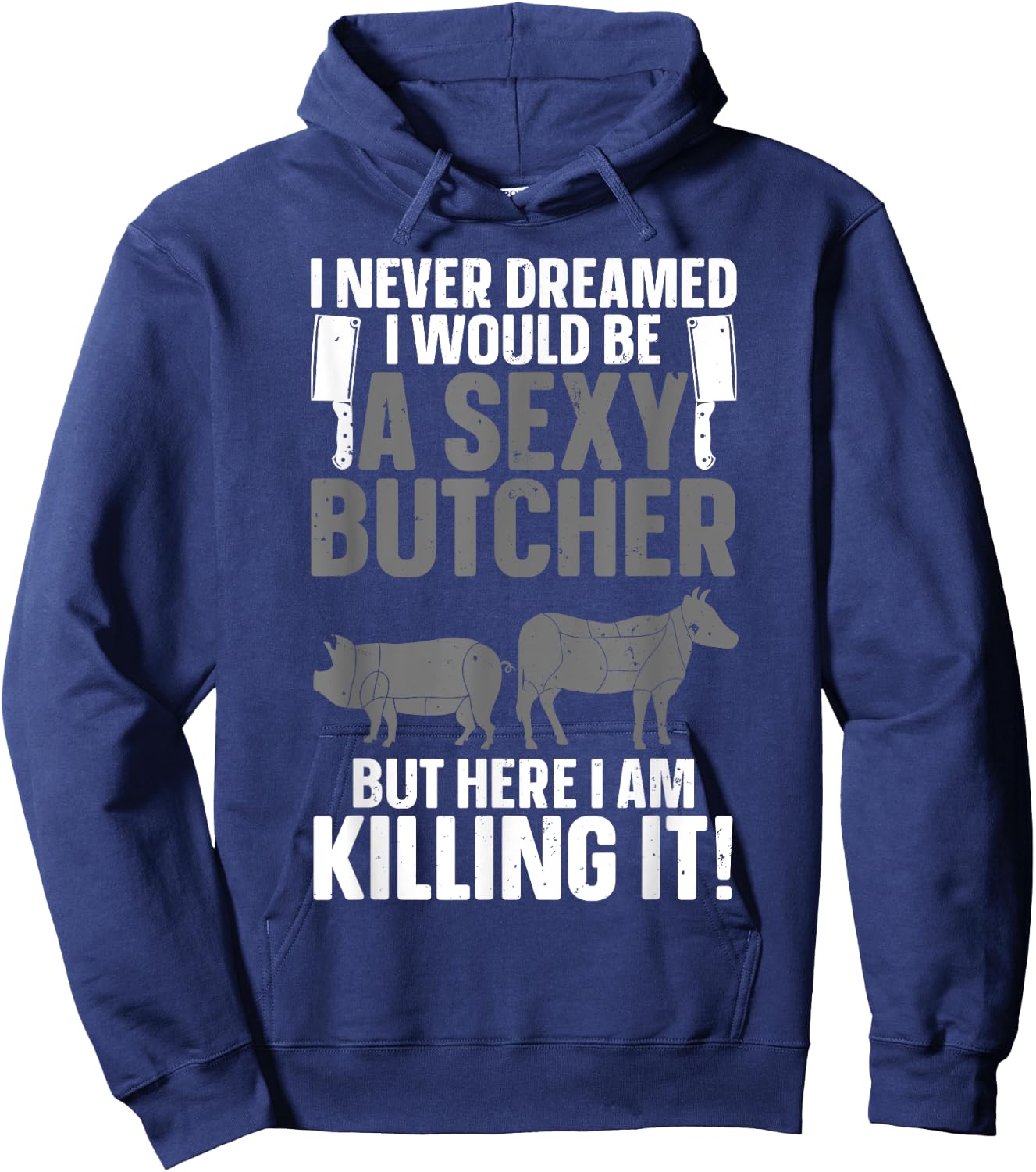 Funny Butcher Design Women Butchery Meat Butcher Hoodie - Hoodie | Navy