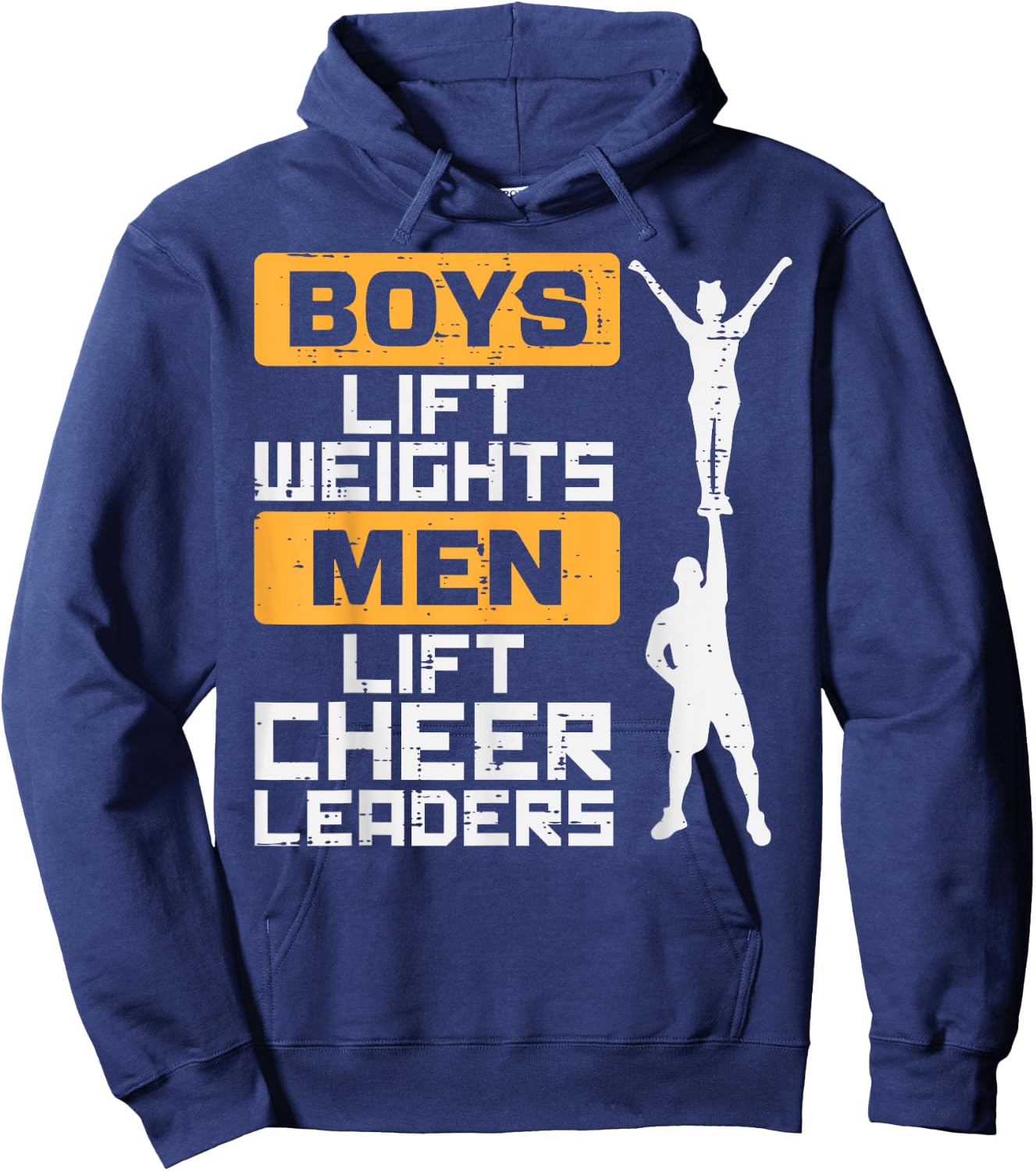 Boys Lift Weights Men Cheerleader Funny Cheerleading Male Hoodie - Hoodie | Navy