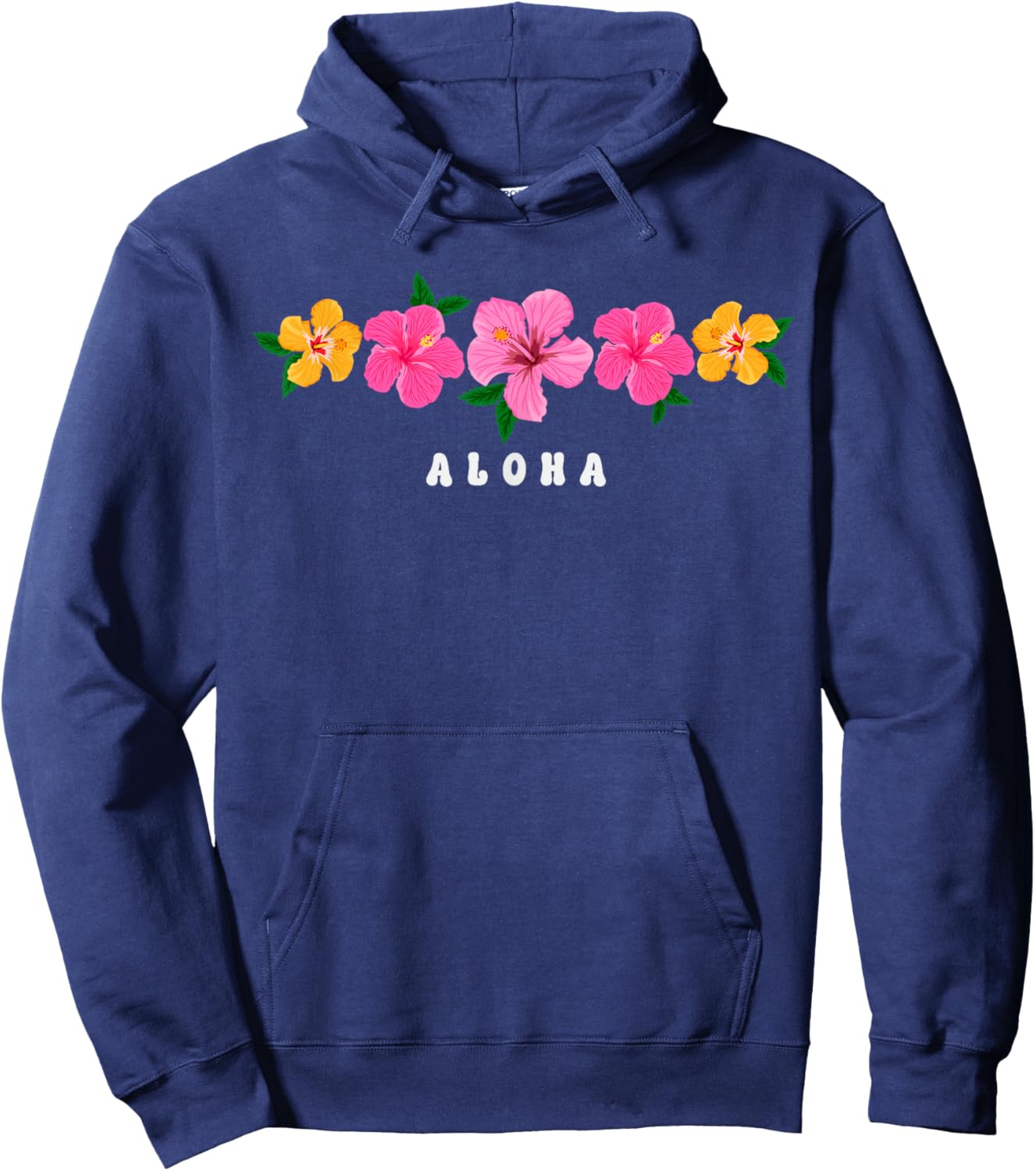 Aloha Hibiscus Flowers Hawaiian Islands Hawaii Surfer Hoodie - Hoodie | Navy