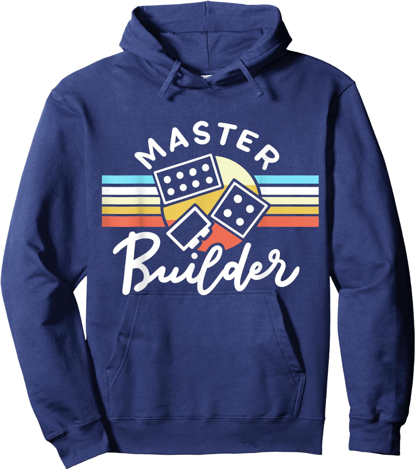 Retro Vintage Master Builder Building Blocks Men Women Kids Hoodie - Hoodie | Navy