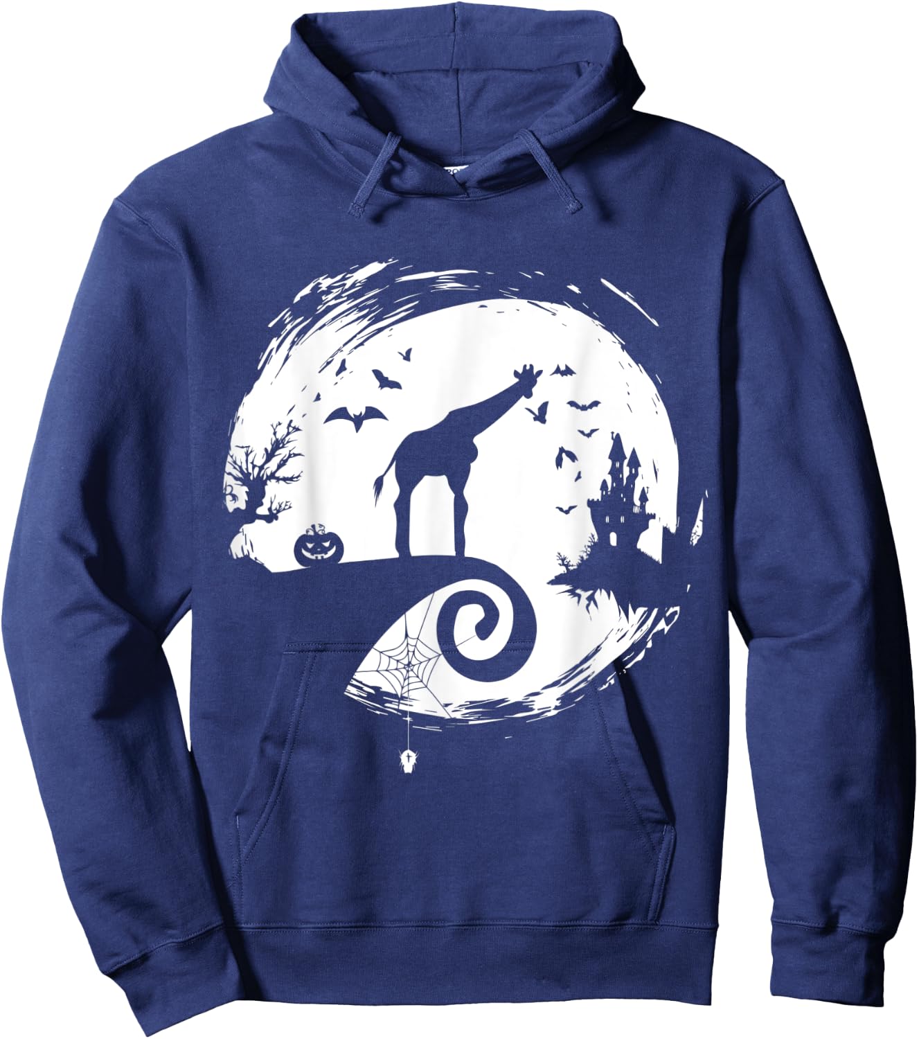 Giraffe Halloween Costume Moon Silhouette Creepy Horror Hoodie - Hoodie | Navy
