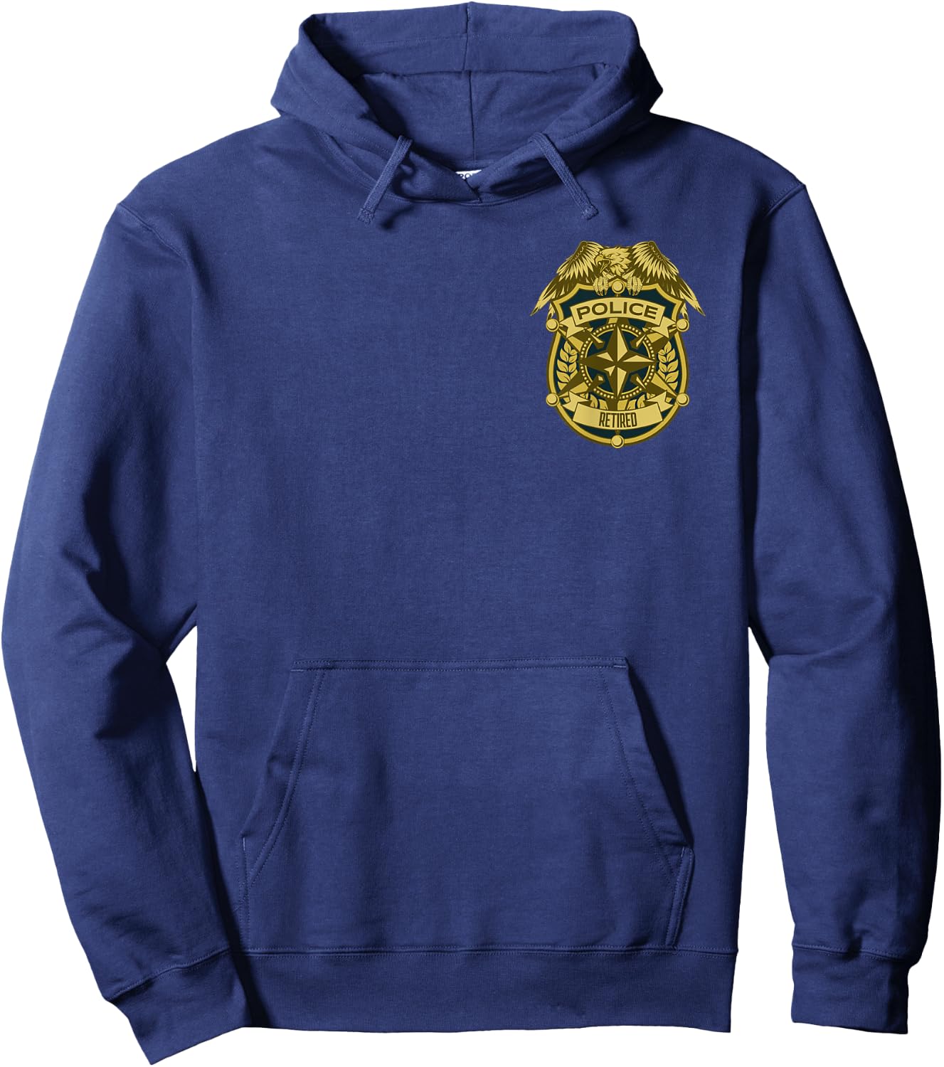 Retired Police Officer Badge Pocket Hoodie - Hoodie | Navy