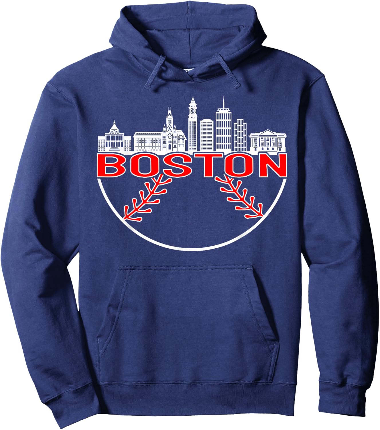 Vintage Style Boston Baseball Hoodie - Hoodie | Navy